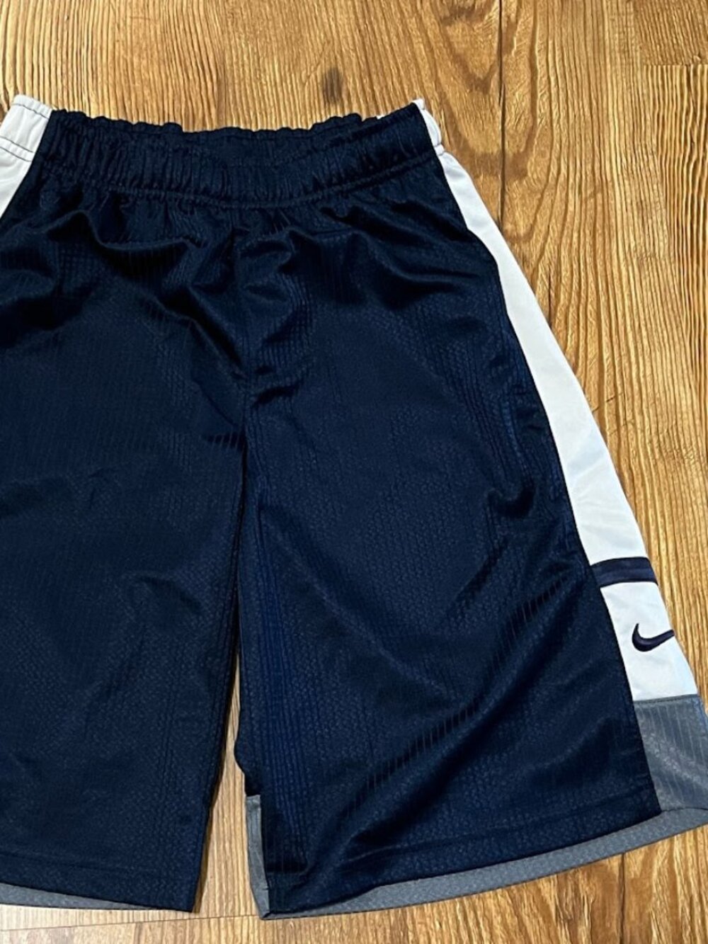 Nike Boy's Athletic Shorts, Blue with White & Gray, Medium